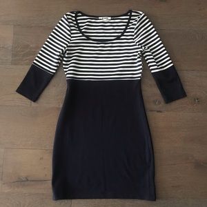 BB Dakota Navy Blue and White Striped Block Dress